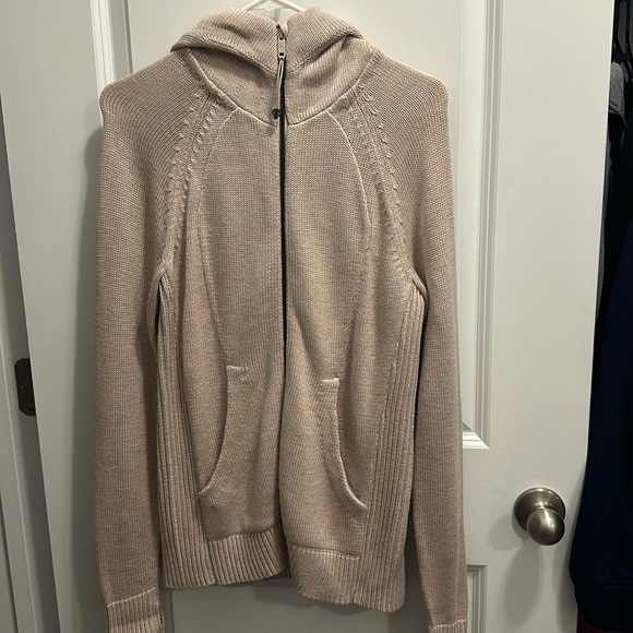 lululemon athletica Sweaters - Lululemon Beige Scuba Zip Hoodie Cashlu Calm & Cozy Knit Size M